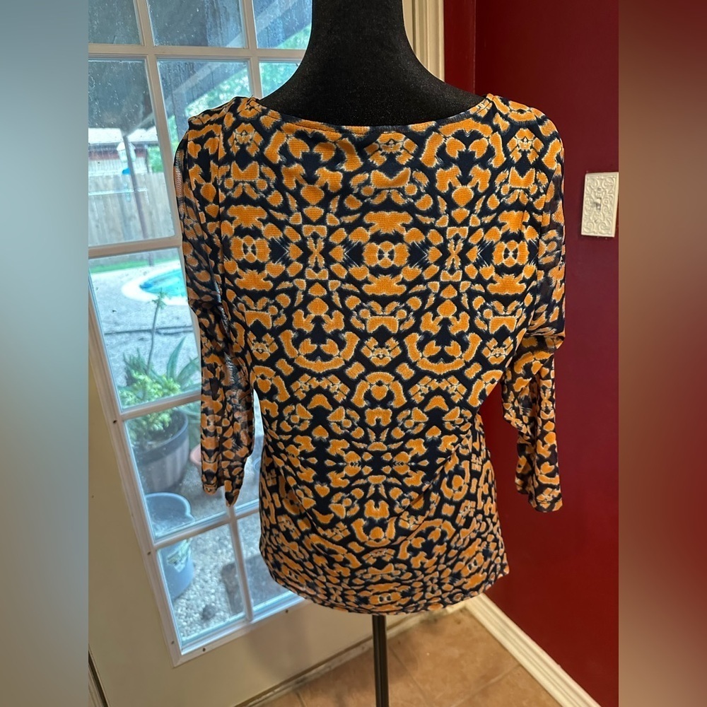 Alfani Women’s Multicolor Nylon Abstract Print Blouse | Size L | 3/4 Sleeve - Picture 5 of 7
